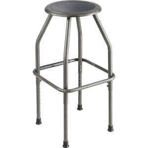 Safco Adjustable Height Diesel Stool Trolley - Polyurethane Seat Material - Powder Coated Frame Color - Steel Frame Material - Four-legged Base - Pewter