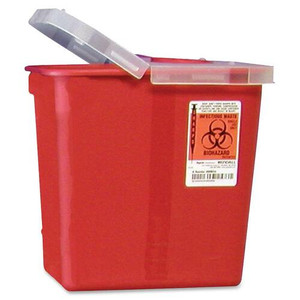 Covidien Biohazard Sharps Container W/Clear Hinged Lid, 2 Gal, Red (CVDSRHL100990)