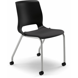 HON Motivate Chair - Black Seat Color - Fabric Seat Material - Black Back Color - Plastic Back Material - Platinum Metallic Frame Color
