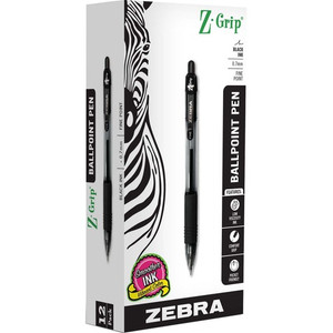 Zebra Pen Z-Grip Retractable Ballpoint Pens - 0.7 mm Pen Point - Retractable - Black Ink - (ZEB23910)