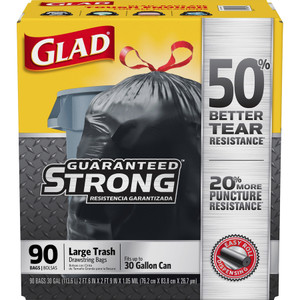 Clorox Company Trash Bags, Drawstring, 30Gal, 30"x33', 3060/BD, Black (CLO78952BD) View Product Image