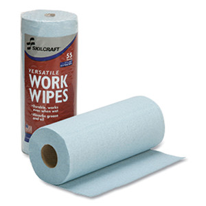 AbilityOne 7920016848963, SKILCRAFT Industrial Work Wipes, 1-Ply, 10.4 x 11, Blue, 55 Wipes/Roll, 30 Rolls/Carton (NSN6848963) View Product Image