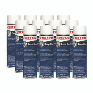 Betco Deep Blue Glass and Surface Cleaner, Characteristic Scent, 19 oz Aerosol Can, 12/Carton