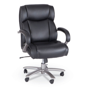 Safco Lineage Big and Tall Mid Back Task Chair 28" Back, Supports Up to 400 lb, 21.5" - 25.25" Seat Height, Black Seat, Chrome Base