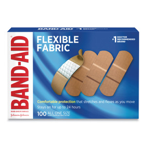 BAND-AID Flexible Fabric Adhesive Bandages, 1 x 3, 100/Box