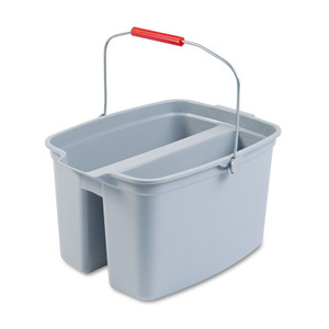 Rubbermaid Commercial 19 Quart Double Utility Pail, Plastic, Gray, 18 x 14.5 x 10