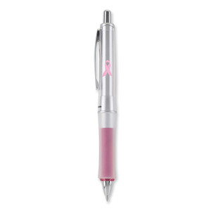 Pilot Dr. Grip Center of Gravity Breast Cancer Awareness Ballpoint Pen, Retractable, Medium 1mm, Black Ink, Silver/Pink Barrel (PIL36192) View Product Image