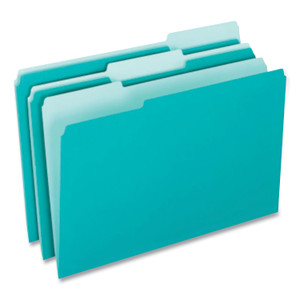 Pendaflex Interior File Folders, 1/3-Cut Tabs: Assorted, Letter Size, Aqua, 100/Box (PFX421013AQU) View Product Image