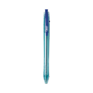 BIC ReVolution Ocean Bound Ballpoint Pen, Retractable, Medium 1 mm, Blue Ink, Translucent Blue Barrel, Dozen