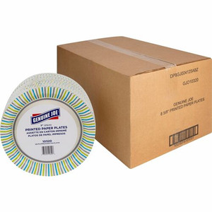 Genuine Joe 9" Printed Paper Plates - Disposable - 9" Diameter - Assorted - 125/Pack