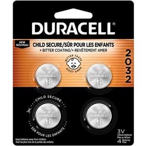 Duracell 2032 3V Lithium Battery 4-Packs - For Security Device, Medical Equipment, Health/Fitness Monitoring Equipment, Calculator, Watch, Keyfob Transmitter - CR2032 - 3 V DC - 4/Pack