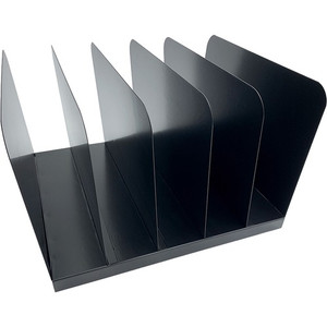 Huron Vertical Desk Organizer - 5 Compartment(s) - Vertical - 7.75" Height x 11" Width x 12.50" Depth - Durable - Black
