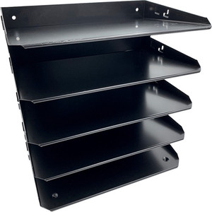 Huron Horizontal Slots Desk Organizer - 5 Compartment(s) - Horizontal - 12" Height x 8.75" Width x 12" Depth - Durable - Black