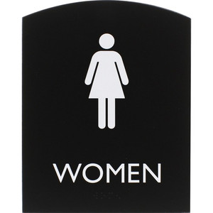 Lorell Arched Women's Restroom Sign - Print/Message "Women" - 6.8" Width x 8.5" Height - Rectangular Shape - Surface-mountable - Easy Readability, Braille