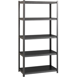 Lorell Iron Horse 3200 lb Capacity Riveted Shelving - 5 Shelf(ves) - 72" Height x 36" Width x 18" Depth - 30% Recycled - Black - Steel, Laminate