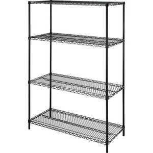 Lorell Industrial Wire Shelving - 48" Width x 18" Depth x 72" Height - 4 x Shelf(ves) - 4000 lb Load Capacity - Black - Powder Coated