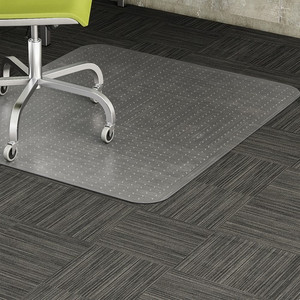 Lorell Low-pile Chairmat - Carpeted Floor - 60" Length x 46" Width x 0.112" Thickness - Rectangular - Vinyl - Clear