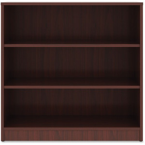 Lorell Laminate Bookcase - 3 Shelf(ves) - 36" Height x 36" Width x 12" Depth - Sturdy, Adjustable Feet, Adjustable Shelf - Thermofused Laminate (TFL) - Mahogany