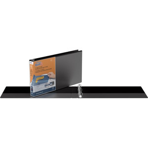 Quickfit Landscape Spreadsheet Round Ring View Binder, 3 Rings, 1" Capacity, 14 X 8.5, Black (STW95011L)