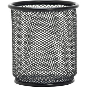Lorell Mesh Wire Pencil Cup Holder - 3.5" Height x 3.9" Width - Steel - Black