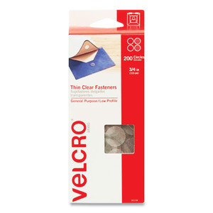 VELCRO Brand Sticky-Back Fasteners, Complete Sets, 0.75" dia, Clear, 200/Pack