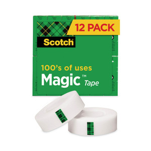 Scotch Magic Tape Value Pack, 1" Core, 0.75" x 83.33 ft, Clear, 12/Pack (MMM810K12) View Product Image