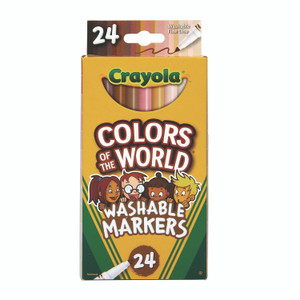 Crayola Colors of the World Washable Markers, Fine Bullet Tip, Assorted Colors, 24/Pack