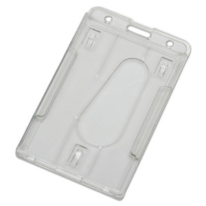 AbilityOne 8455016660469 SKILCRAFT Dual Card ID Holder, Horizontal/Vertical, 2.13" x 3.38", Clear, 24/Pack (NSN6660469) View Product Image