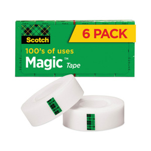 Scotch Magic Tape Refill, 1" Core, 0.75" x 83.33 ft, Clear, 6/Pack