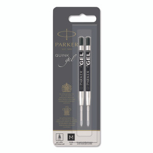 Parker Refill for Parker Retractable Gel Ink Roller Ball Pens, Medium Conical Tip, Black Ink, 2/Pack