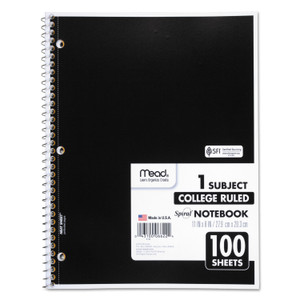 Mead Spiral Notebook, 1-Subject, Medium/College Rule, Randomly Assorted Cover Color, (100) 11 x 8 Sheets