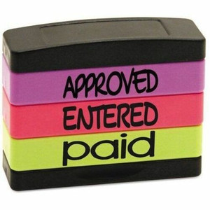 stackSTAMP Stamp Message Stack Set - Message Stamp - APPROVED, ENTERED, PAID - 1.81" Impression Width x 0.63" Impression Length - Assorted