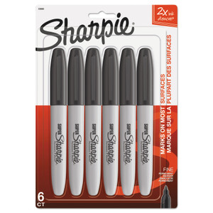 Sharpie Super Permanent Marker, Fine Bullet Tip, Black, 6/Pack (SAN33666PP) View Product Image