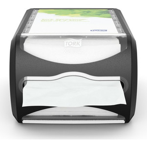 TORK Xpressnap Counter Napkin Dispenser Black N4 - 5.7" Height x 7.5" Width x 12.1" Depth - Plastic - Licorice - Hygienic, Durable, Easy to Clean, Window