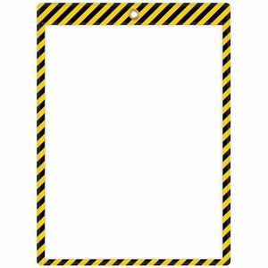 C-Line Safety Striped Shop Ticket Holders - 0.1" Height x 9.8" Width x 13.6" Length - Vinyl - Yellow, Black