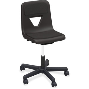 Lorell Classroom Adjustable-Height Padded Mobile Task Chair - 5-star Base - Black - Polypropylene