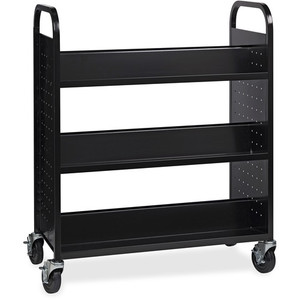 Lorell Double-sided Book Cart - 6 Shelf - Round Handle - 5" Caster Size - Steel - 38" Width x 18" Depth x 46.25" Height - (LLR99931)