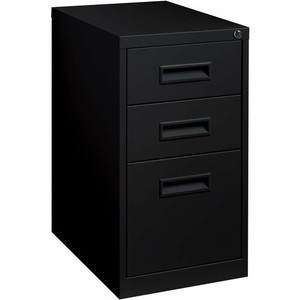 Lorell 22" Box/Box/File Mobile File Cabinet with Recessed Pull - 15" Width x 22" Depth x 27.8" Height - 3 x Drawer(s) for Box, File - Letter - Security Lock, Ball-bearing Suspension - Black