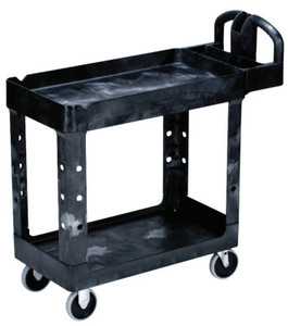 500 Lb Capacity Two Shelf Utility Cart Black (640-FG450088BLA)