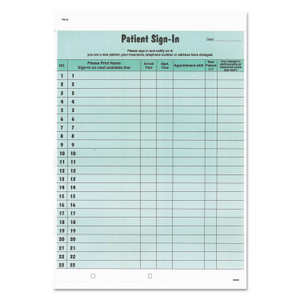 Tabbies Patient Sign-In Label Forms, Two-Part Carbon, 8.5 x 11.63, Green Sheets, 125 Forms Total (TAB14532) View Product Image