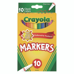 Crayola Non-Washable Marker, Fine Bullet Tip, Assorted Classic Colors, 10/Pack Crayola Non-Washable Marker, Fine Bullet Tip, Assorted Classic Colors, 10/Pack