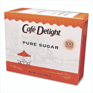 Caf Delight Pure Sugar, 0.1 oz Packet, 100/Box