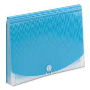 Smead Poly Expanding Folders, 12 Sections, Cord/Hook Closure, 1/6-Cut Tabs, Letter Size, Teal/Clear (SMD70869) View Product Image