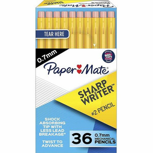 Paper Mate SharpWriter Mechanical Pencils, 0.7mm, HB #2 led - 0.7 mm Graphite Lead - # 2.5 - Classic Yellow Plastic Barrel