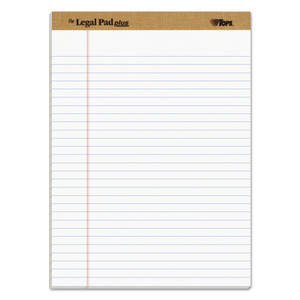 TOPS "The Legal Pad" Plus Ruled Perforated Pads with 40 pt. Back, Wide/Legal Rule, 50 White 8.5 x 11.75 Sheets, Dozen (TOP71533) View Product Image