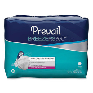 Prevail Breezers360 Degree Briefs, Ultimate Absorbency, Size 2, 45" to 62" Waist, 72/Carton (PVLPVBNG013) View Product Image