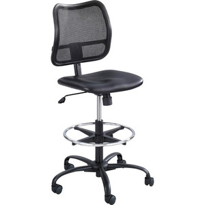 Safco Vue Extended-Height Vinyl Chair - Black Seat Color - Vinyl, Nylon, Polyester Seat Material - Black Back Color - 5-star Base