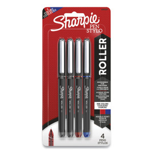 Sharpie Roller Professional Design Roller Ball Pen, Stick, Fine 0.5 mm, Assorted Ink Colors, Black Barrel, 4/Pack (SAN2093224) View Product Image