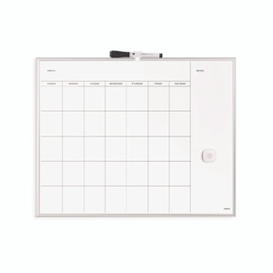 U Brands Magnetic Dry Erase Board, Monthly Planning/Scheduling Calendar, 20" x 16", White Surface, Satin Aluminum Frame