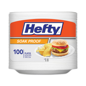 Hefty Soak Proof Tableware, Foam Plates, 8.88" dia, White, 100/Pack (RFPD28100CT) View Product Image